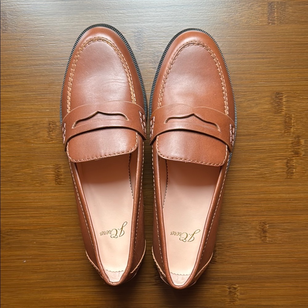 J. Crew Chestnut Brown Leather Penny Loafers